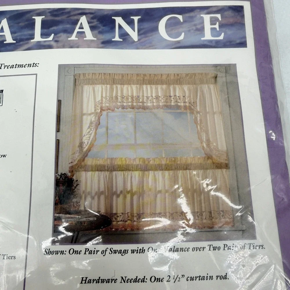 Verona Window Valance Ecru Crochet Lace Trim 100% Cotton Shabby Chic 60x14 NEW